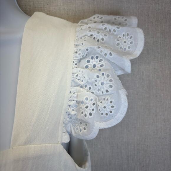 VICI Eyelet sleeve white embroidered 100% cotton tank size Small - Picture 4 of 7